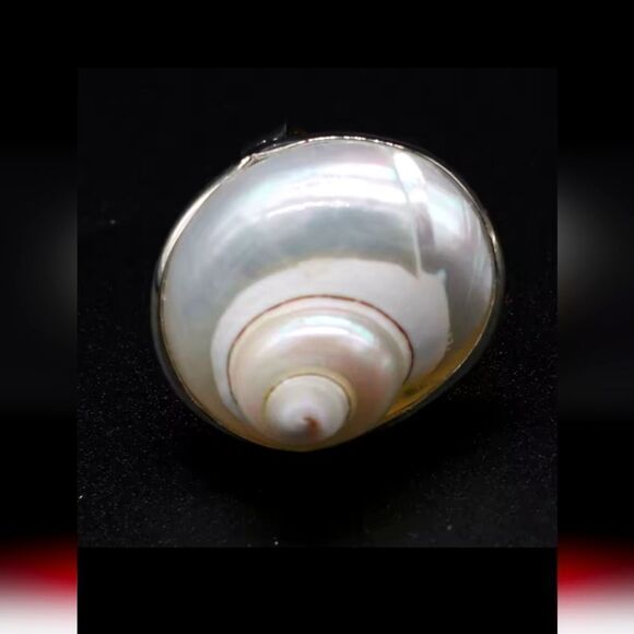 Elegant Silver and White Shell Ring - Picture 1 of 4